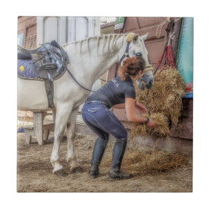 Carreau Cheval sellé à l'heure du repas