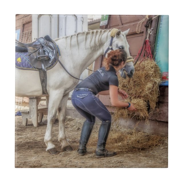 Carreau Cheval sellé à l'heure du repas (Devant)