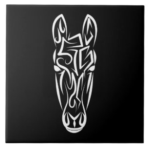 Carreau Cheval tribal noir et blanc