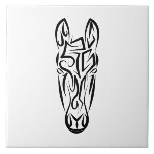 Carreau Cheval tribal noir et blanc