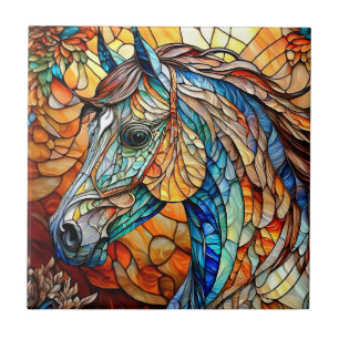 Carreau Cheval vibrant en verre coloré 25