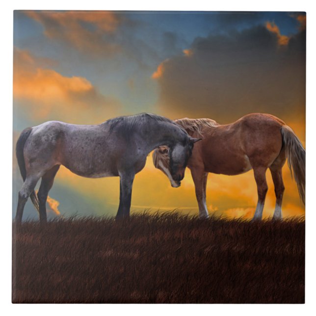 Carreau Chevaux Art Sunset Country Surreal (Devant)