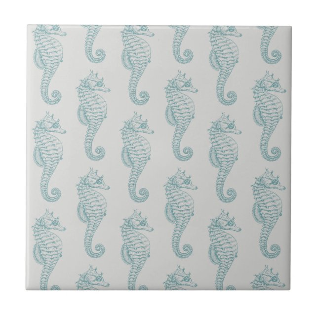 Carreau Chevaux de mer tropicaux, Motif hippocampe - gris  (Devant)