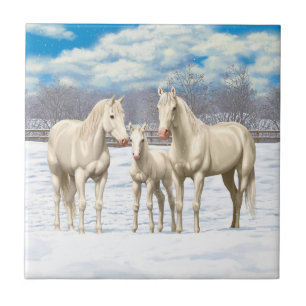 Carreau Chevaux Du Quartier Blanc En Neige