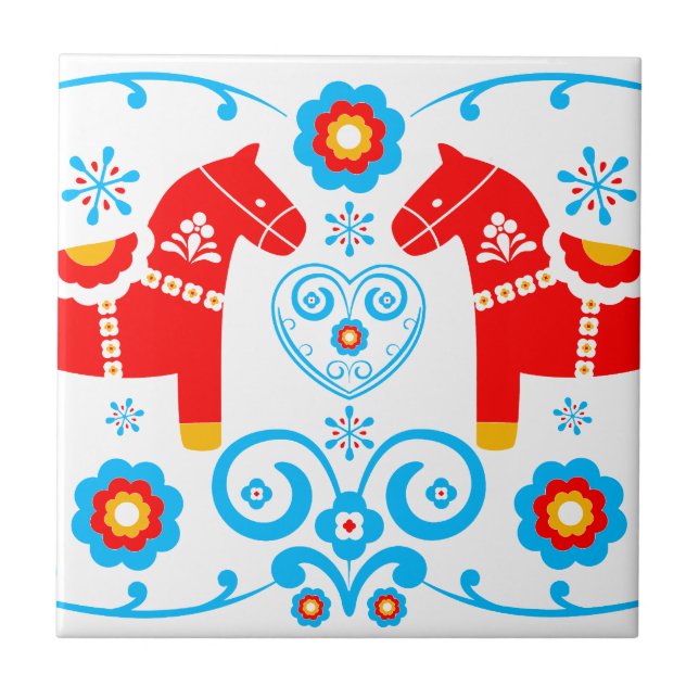 Carreau Chevaux rouges de Dala (Devant)