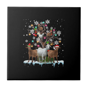 Carreau Chèvre de Noël sur arbre Père Noël Goat Lover