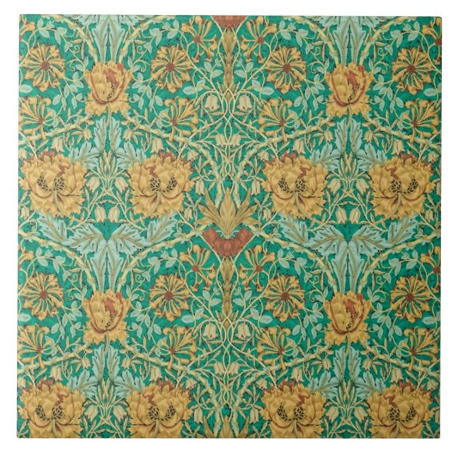 Carreau Chèvrefeuille et tulipe par William Morris 1876 (Devant)