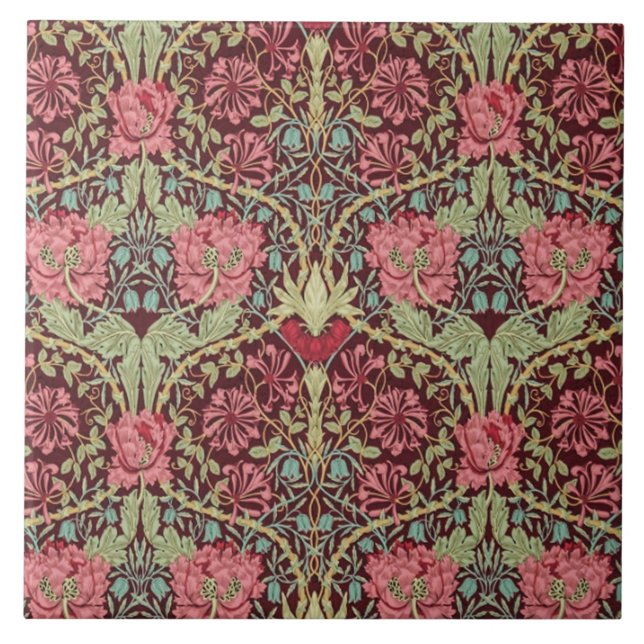 Carreau Chèvrefeuille et tulipes par William Morris 1876 (Devant)