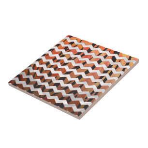 Carreau Chevron Tiger chaud orange et noir