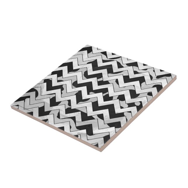 Carreau Chevron Vache noir et blanc (Côté)