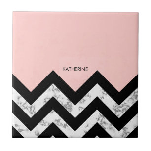 Carreau Chevrons blancs et roses noirs