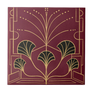 Carreau Chic Art déco cerise rouge fontaine palmiers en tu
