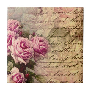 Carreau chic country français, chic shabby, roses roses ro