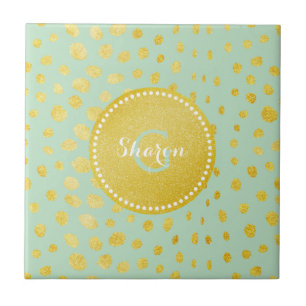 Carreau Chic faux or brillant guépard imprimé monogramme