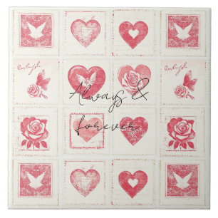 Carreau Chic Red Cream Valentine Love Mariage