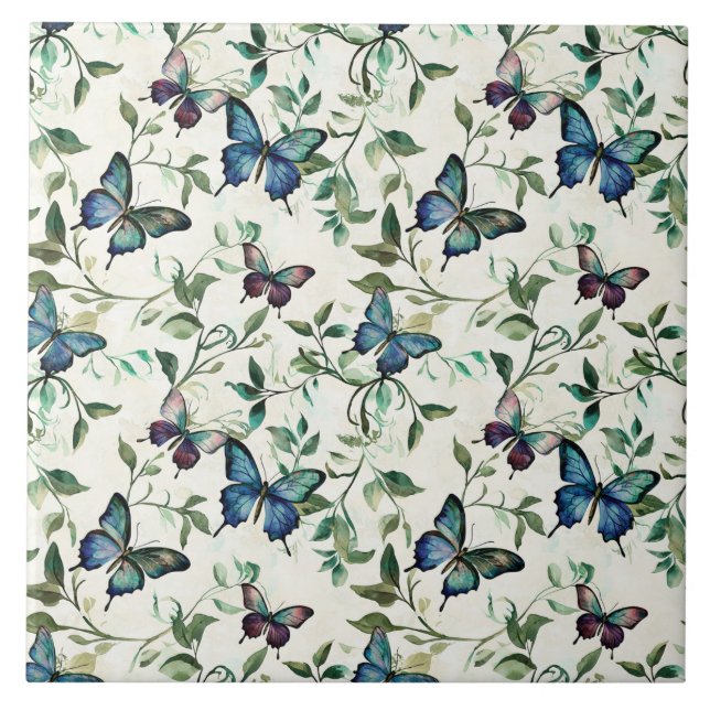 Carreau Chic Romantique Papillons Bleus Baby Shower (Devant)