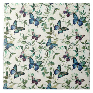Carreau Chic Romantique Papillons Bleus Baby Shower de Mar