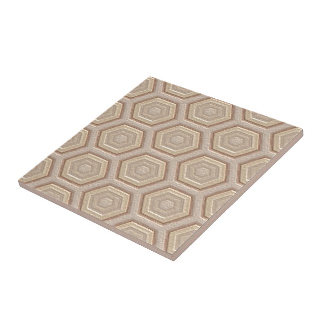 Carreau Chic Taupe Beige Tan Brown Honeycomb Art (Côté)