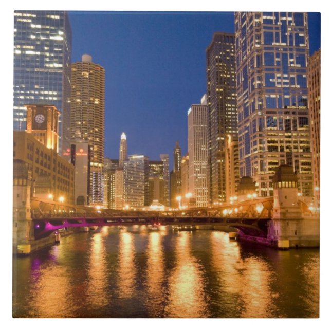 Carreau Chicago, Illinois, Skyline et rivière Chicago à (Devant)
