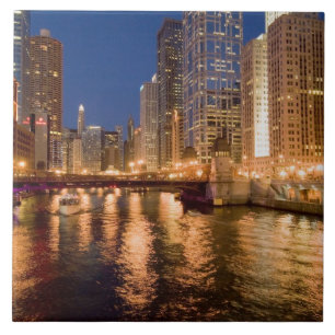 Carreau Chicago, Illinois, vue panoramique et rivière Chic