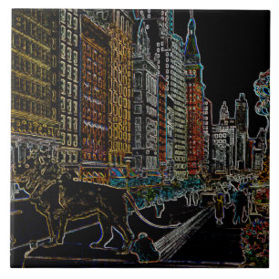 Carreau Chicago Michigan Avenue Art Institute Lions Neon