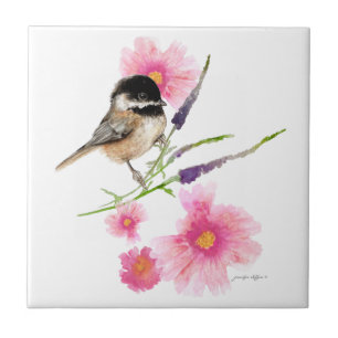 Carreau Chickadee Black Capped Swete Watercolor Art