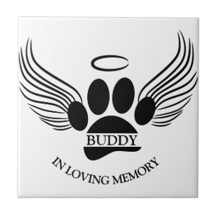 Carreau Chien Animal Angel Wings Memorial Nom personnalisé