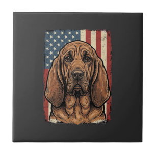 Carreau Chien Bloodhound Patriotique Drapeau Américain Art