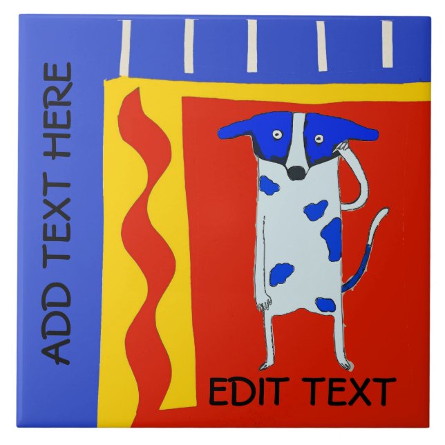 Carreau Chien comique, modifier le texte (Devant)