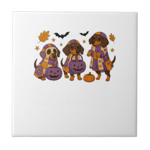 Carreau Chien Dachshund Fantôme Halloween