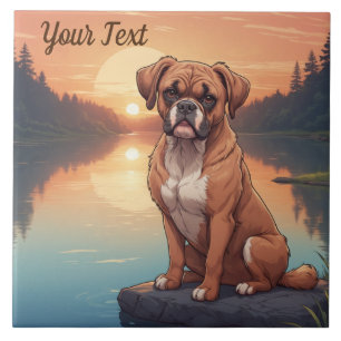 Carreau Chien de boxe par lac