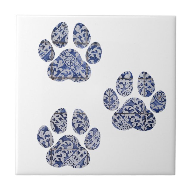 Carreau Chien Empreintes de pattes Portugais Espagnol Carr (Devant)