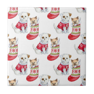Carreau Chien et chat de Noël