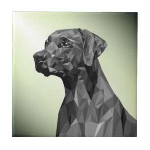 Carreau Chien gris géométrique vert