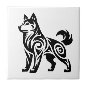 Carreau Chien Husky Tribal Puissant Mystique