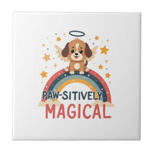 Carreau Chien magique absolument adorable Ange arc-en-ciel