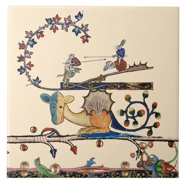 Carreau CHIEN MÉDIÉVAL DE L'ÉTRANGER, Lapin Tueur, Dragon (Devant)