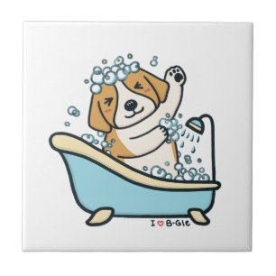 Carreau Chien mignon dans une douche Illustration