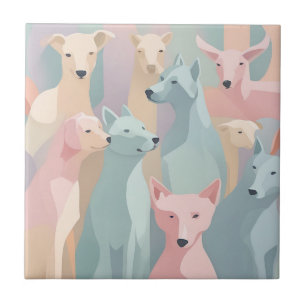 Carreau Chien Motif Pastel couleurs minimaliste illustrati