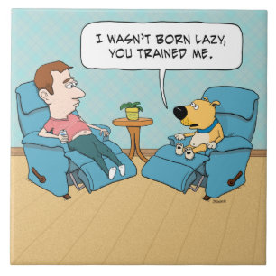Carreau Chien paresseux drôle dans la chaise