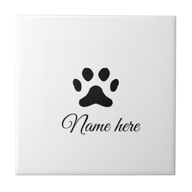 Carreau Chien patte noir animal ajouter nom texte animal p (Devant)