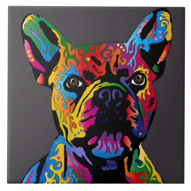 Carreau Chien-taureau français coloré  (Devant)