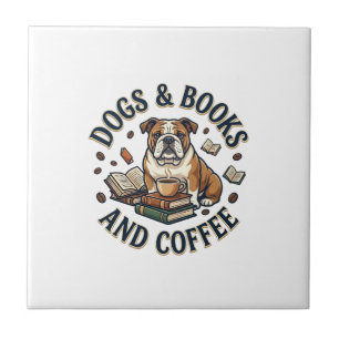 Carreau Chiens Livres Café Bulldog Pile Tasse_1