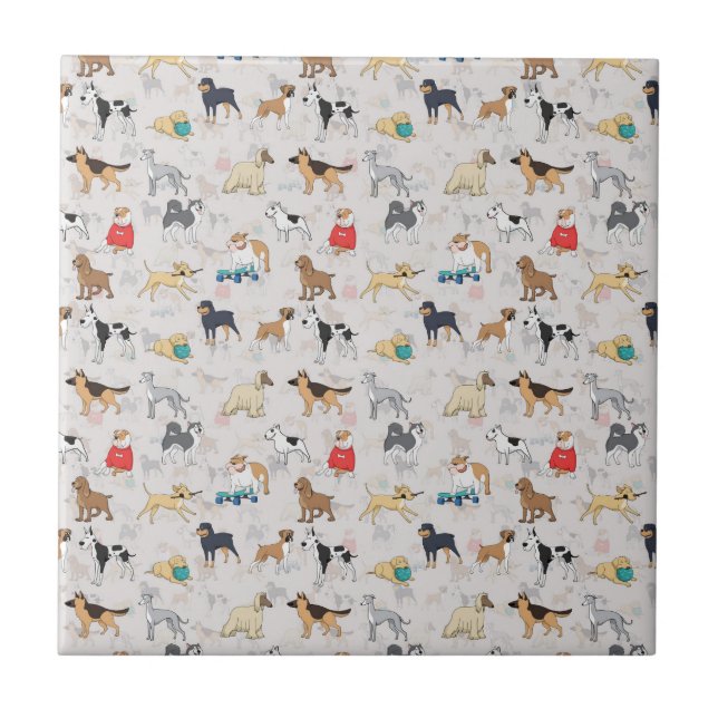 Carreau Chiens mignons Design Motif Blanc (Devant)