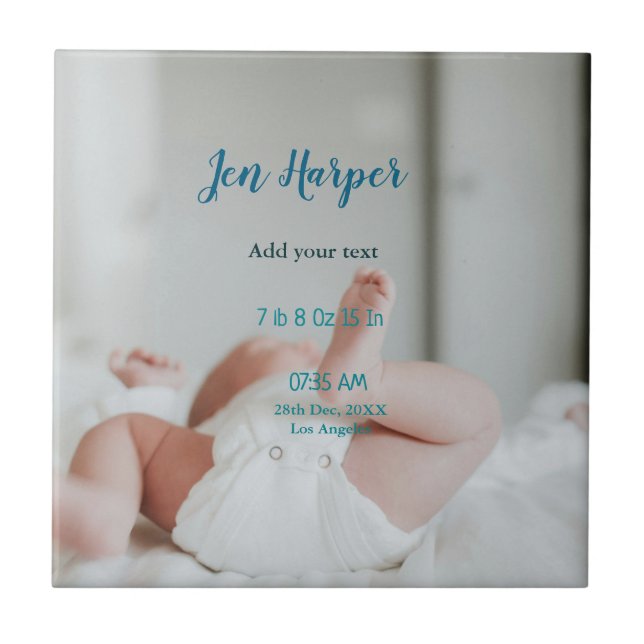 Carreau Chiffres de naissance bébé ajouter nom lieu date d (Devant)