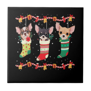 Carreau Chihuahua Chaussettes de Noël Lumières Drôle Xmas