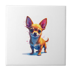 Carreau Chihuahua Peinture Abstraite Couleur Chien Mign