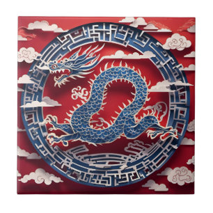 Carreau Chine Nouveau An Dragon Papier coupé 2024 CerT2