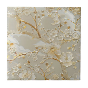 Carreau Chinesecream or motif floral tuile