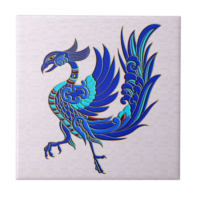 Carreau Chinois bleu Phoenix (Devant)